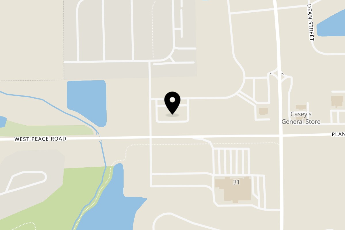 Map showing the location of Pachamama Peruvian Restaurant on 265 W Peace Rd in Sycamore